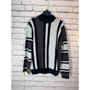 Grace Karin Mens Grandpa Core Black & White Striped Sweater size Large NWT 1990s